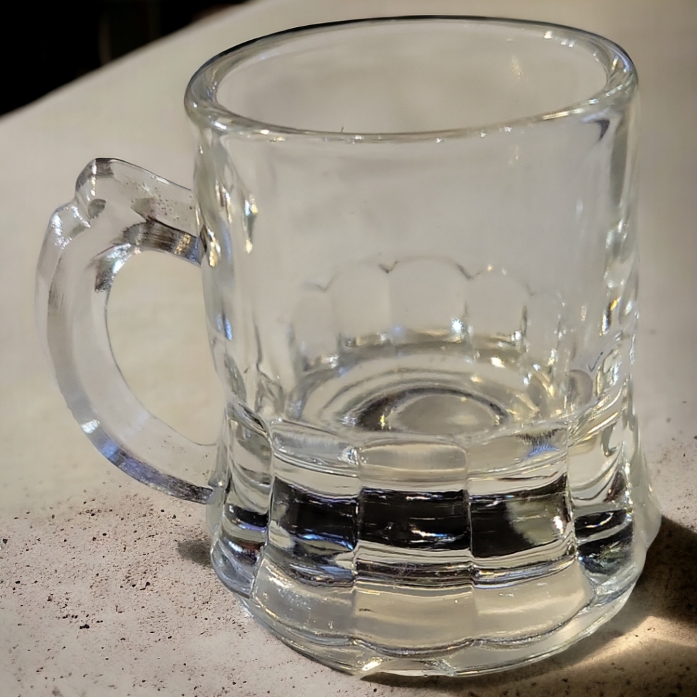 1 Vtg 40s Miniature Anchor Hocking Child's Glass Mug Toothpick Holder Shot Glass
